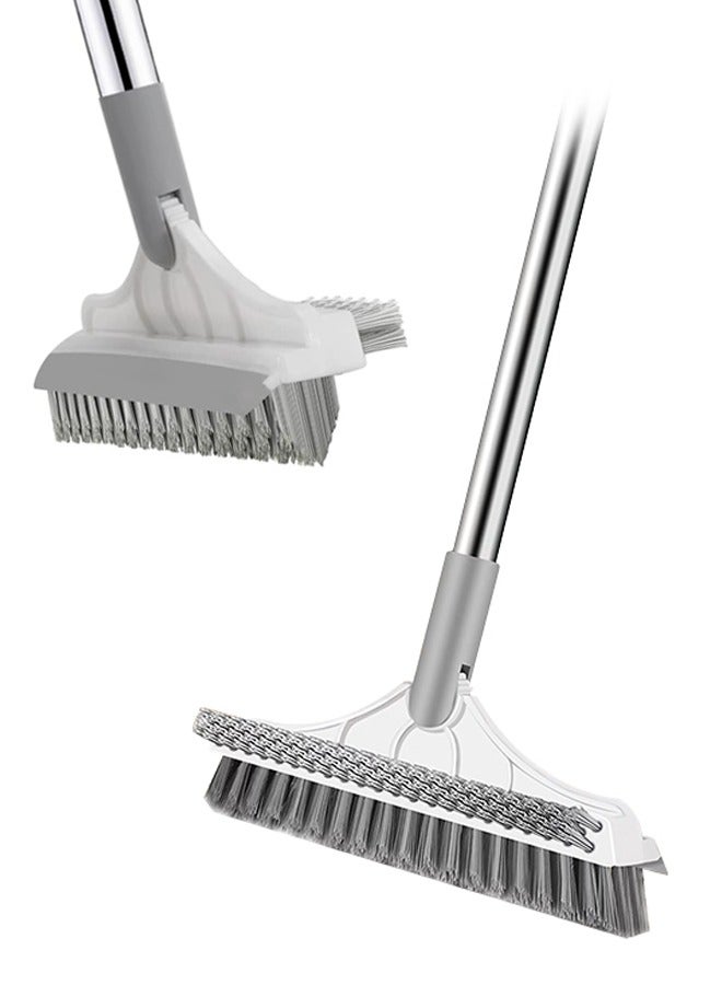 3 in 1 Broom with Wiper, Bathroom Brush with Long Handle, 180° Rotating Brush Head, Used for Cleaning in Bathroom, Kitchen, White  - Image 1