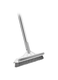Generic 3 in 1 Broom with Wiper, Bathroom Brush with Long Handle, 180° Rotating Brush Head, Used for Cleaning in Bathroom, Kitchen, White  - Image 1