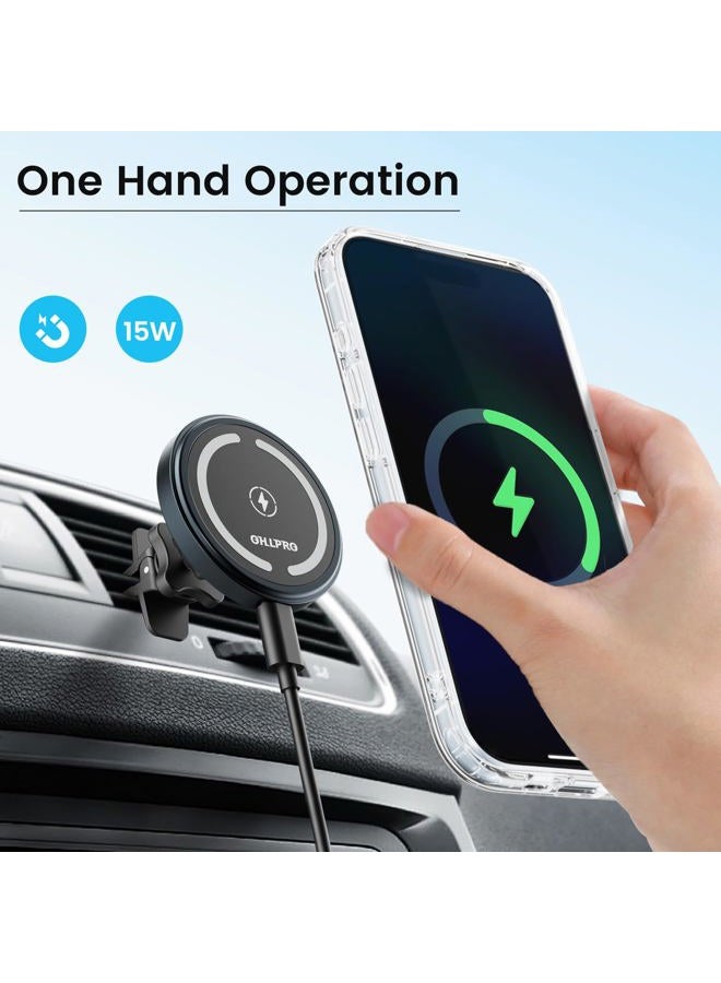 OHLPRO for MagSafe Car Mount Charger iPhone Wireless Car Charger, Stick on Dashboard Magnetic Phone Holder Mount for iPhone 16 Pro Plus Max 15 14 13 12 Series, 15W Fast Charging, Aluminum Shell - Image 5