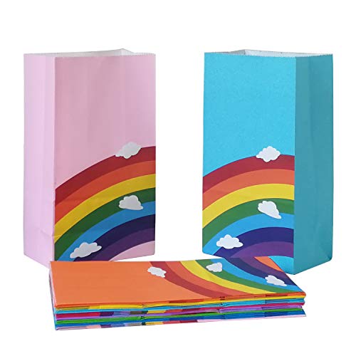 Futurelife Future Life 24 pcs Rainbow Party Favor Paper Bags, 5.2 * 3.2 * 9.6 Inch, Food Safe Kraft Paper and Ink, Natural (Biodegradable), Vivid Colored,Give Away Bags. - Image 3
