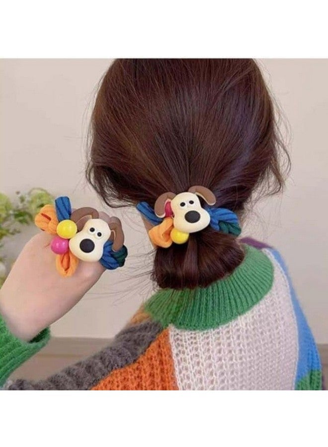Dkriva® Cute Cartoon Hair Rubber Bands | Lovely Hair Ties for Girls | Colorful Elastic Hair Ties with Cartoon Decorations | Fancy Hair Accessories for Toddlers & Kids | Multicolor Set(6 PCS) - Image 3