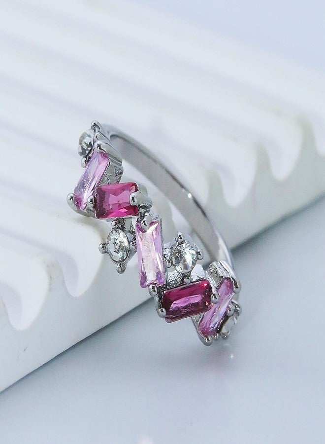 Xeyau Self Love Ring for Women Beautifully Broken Ring Nobody Has It All Together Band Ring Irregular Pink Crystal Rings Jewelry for Friends (8, Pink) - Image 5