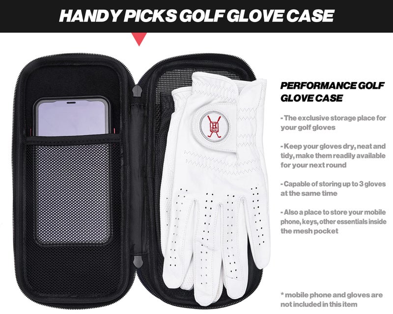 Handy Picks Performance Golf Glove Case - Golf Gloves Holder Case that Protects n Keeps Your Golf Gloves Neat n Dry - Air Flows Through on the Back Cover to Let the Moisture Out (Black) - Image 2