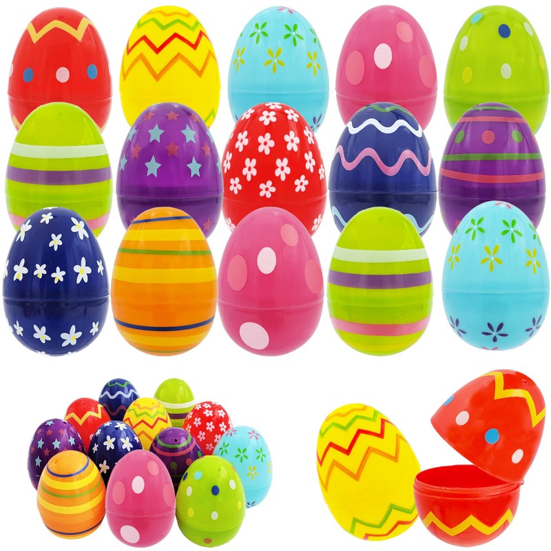 Chochkees Printed Easter Eggs Fillable with Hinge Bulk Colorful Plastic Perfect for Surprise Easter Hunt 23 inch Assorted Bright Colors 50Pack - Image 2