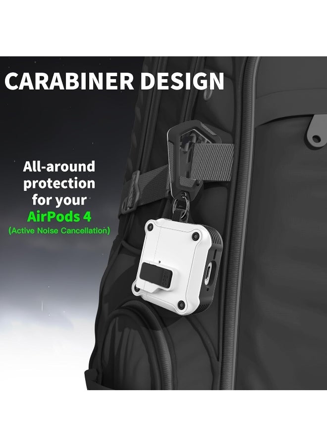 NIBEMINENT - Airpods 4 Case Cover for Women Men with Cleaning Kit, Automatic Security Locking Case for Airpods 4th Generation 2024 Front LED Visible White - Image 1