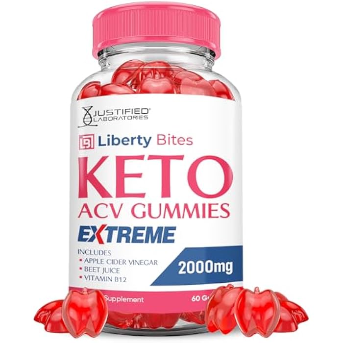 Justified Laboratories Liberty Bites Keto ACV Gummies Extreme 2000MG Libertybites Keto Gummies Apple Cider Vinegar Formulated with Pomegranate Beet Juice Powder B12 Vegan Non GMO 60 Gummys - Image 1