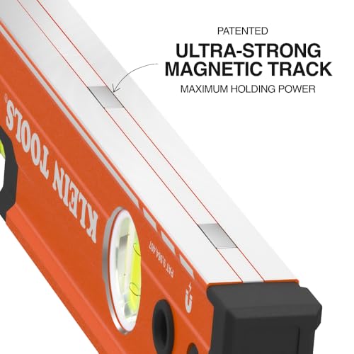 Klein Tools 93524MAG 24Inch Box Level Magnetic Box Beam Bubble Level 3 Vials High Visibility Orange Aluminum Body VGroove and Magnet Track - Image 3