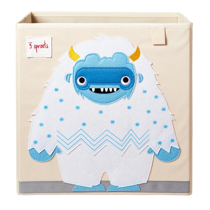 Suhctuptx 3 Sprouts Toy Storage Cube - 13 inch Kids Cube Storage Box - Collapsible Fabric Organiser Bin for for Nursery, Children’s Room, Kids Playroom, Yeti - Image 1