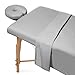 Saloniture 3-Piece Flannel Massage Table Sheet Set - Soft Cotton Facial Bed Cover - Includes Flat and Fitted Sheets with Face Cradle Cover - Light Gray - Image 2