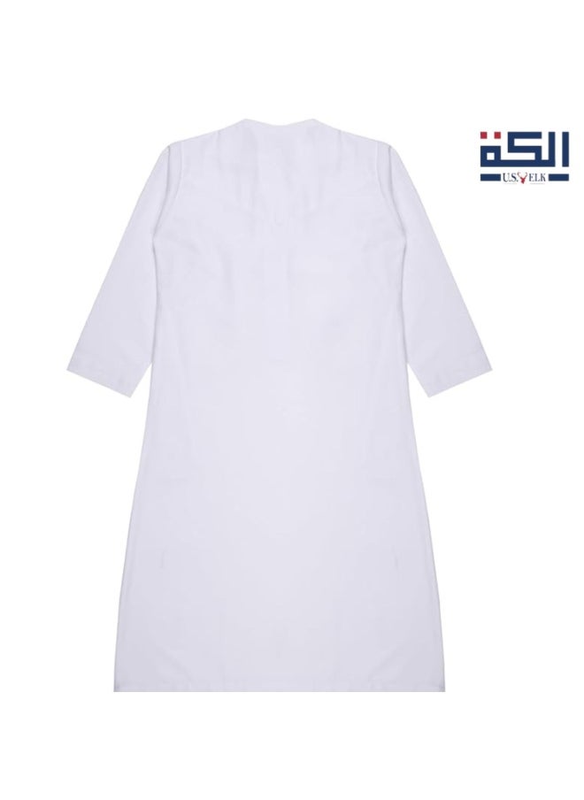 U.S. ELK Boy’s Emirati Kandura | Stitched Traditional Kids Arabic Thobe, Dishdasha, Kaftan for Boys | Long Sleeve Islamic Arab Dress with Side Pocket  - Image 3