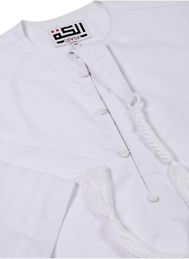 U.S. ELK - Boy’s Emirati Kandura | Stitched Traditional Kids Arabic Thobe, Dishdasha, Kaftan for Boys | Long Sleeve Islamic Arab Dress with Side Pocket - Image 1