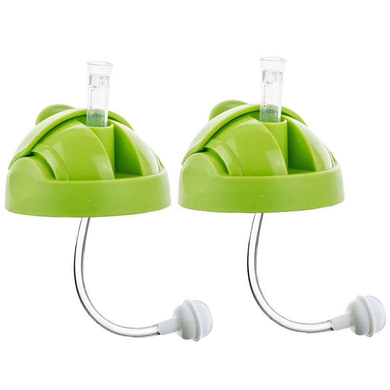 TEITEAI Green Silicone Straw Sippy Cup Lid Compatible with Boon Nursh Bottles, Conversion Straw Top for Boon Nursh Bottles, 2 Count - Image 1