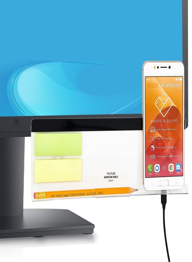Yocoolfun 2 Pack Computer Monitor Memo Board Bottom Mount,Computer Monitor Message Board with Phone Holder, Monitor Sticky Note Holder Message Memo Panel for Monitors Screen Cabinets - Image 1