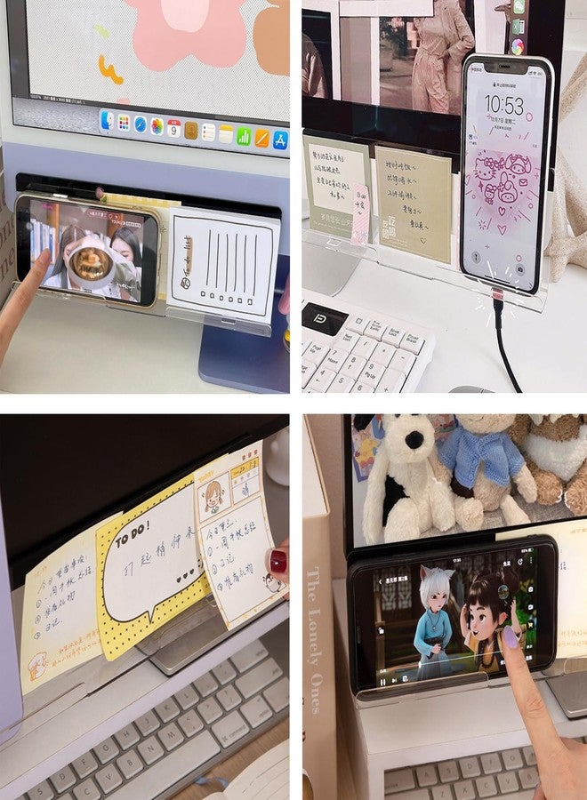 Yocoolfun 2 Pack Computer Monitor Memo Board Bottom Mount,Computer Monitor Message Board with Phone Holder, Monitor Sticky Note Holder Message Memo Panel for Monitors Screen Cabinets - Image 2