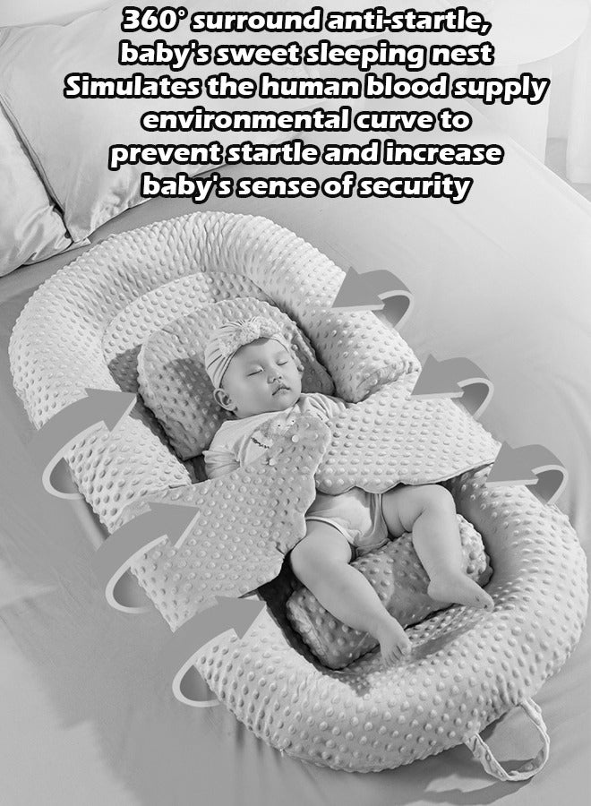 ZCM-HAPPY Snugly Fit Baby Crib Sleeping Bed Nest with Anti-Vomiting Pillow, Portable Infant Lounger and Soothing Sleep Mat - Image 2