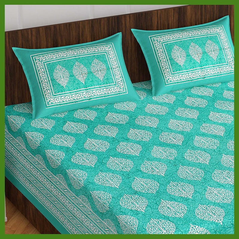 Meejoya Cotton Rajasthani Jaipuri Traditional King Size Double Bed Bedsheet with 2 Pillow Covers Jaipuri_34