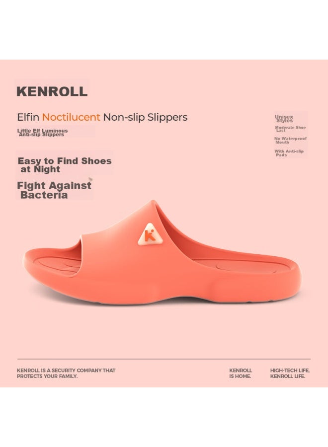 Kenroll Men's And Women's Bathroom Indoor Outdoor Non-slip Slippers, Luminous Home Sandals, Lava Orange, Size 39/40
