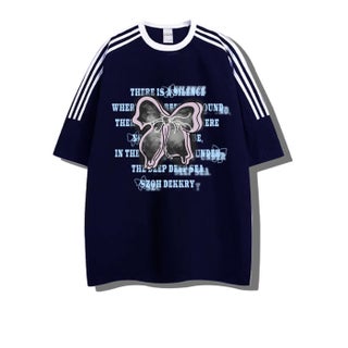 plus size chubby girl Three Bar Striped Cartoon Cotton Short-sleeved T-shirt Summer New All-match Trendy Instagram Style Cross-border Explosions Navy blue - pzsku/ZCA4CBE18D5435F9A30A8Z/45/1746211455/187a2375-2f54-476b-aa89-ee1a48dd24d4