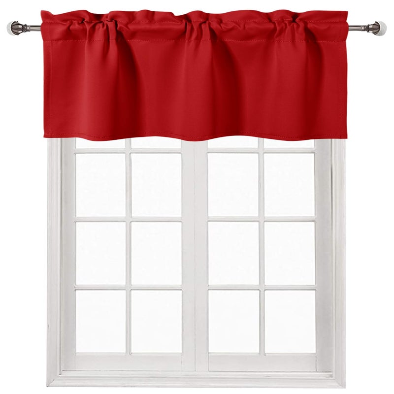DWCN Red Blackout Valance for Windows Rod Pocket Window Valance Curtains for Kitchen Bedroom 42 x 18 inch Long1 Panel
