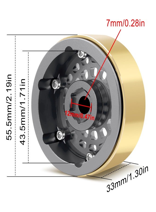 OGUNKE OGRC 1.9 Beadlock Wheel RC Crawler Wheels with Brass Ring 1.9" Wheels for Axial SCX10 TRX4 VS4-10 Gen8 MST CFX 1/10 RC Crawler Upgrade (Titanium) - Image 4