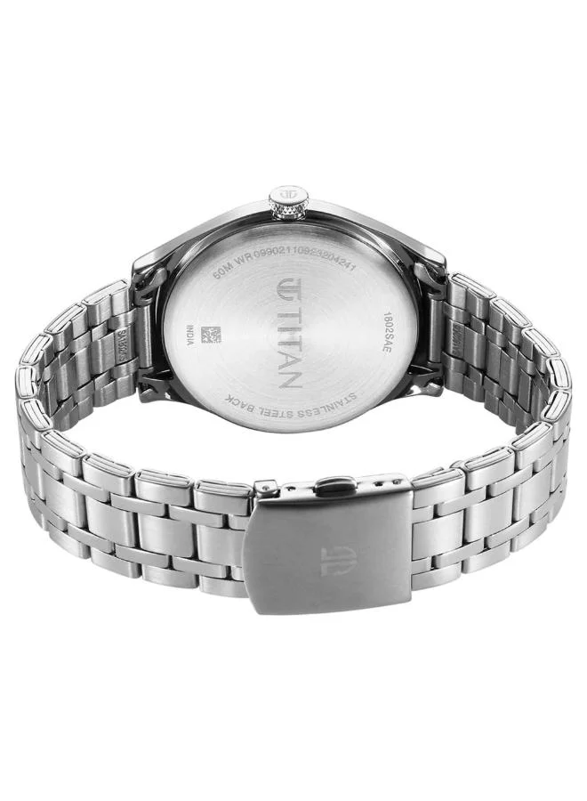 تيتان Men Analog Display Watch With Silver Stainless Steel Strap - 1802SM10