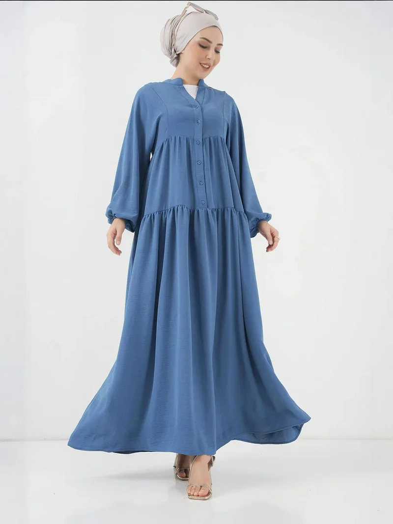 BIG DART BDART V-Neck Button Closure Relaxed Fit Maxi Dress