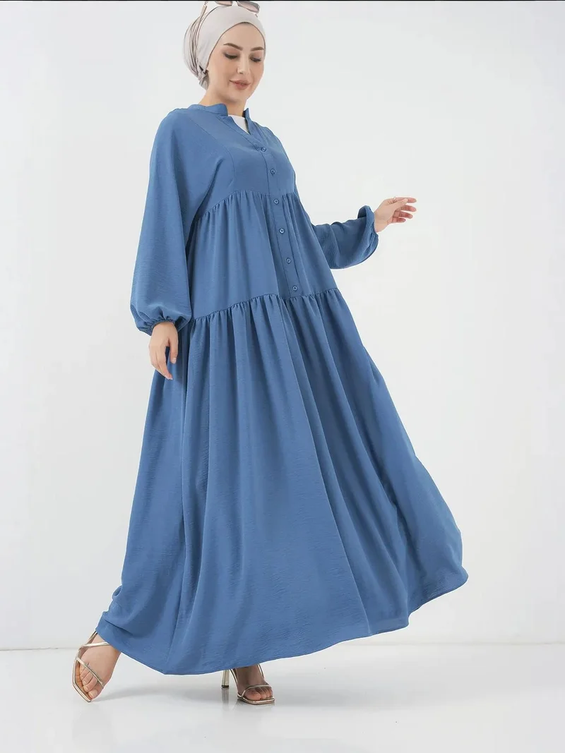 BIG DART BDART V-Neck Button Closure Relaxed Fit Maxi Dress