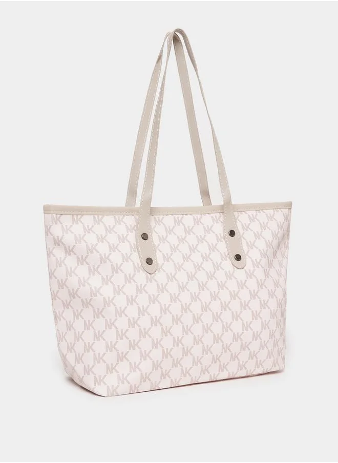 Styli Patterned Shoulder Bag with Zip Closure