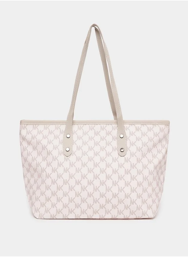 Styli Patterned Shoulder Bag with Zip Closure