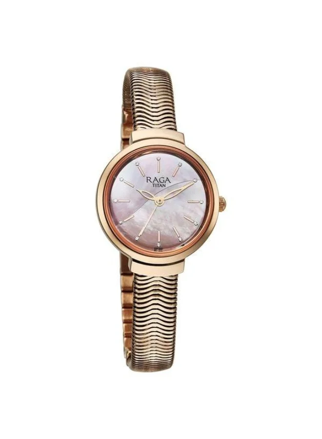 تيتان Raga Viva Glam Quartz Analog Pink Mother of Pearl Dial Rose Gold Stainless Steel Strap Watch for Women - 2737WM01