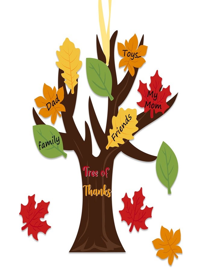 Haooryx 24 Pack Tree of Thanks Make Your Own Thanksgiving Tree Hanging Ornament, DIY Fall Thanksgiving Craft Kit Kids Classroom Autumn Thankful Art Project Activity Thanksgiving Party Home Decoration - Image 1