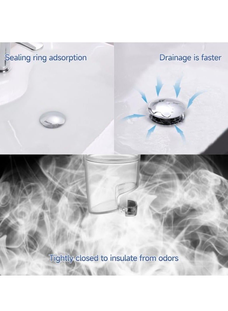 KASTWAVE سدادة حوض الحمام، سدادة تصريف حوض كبيرة عالمية قابلة للنفخ، سدادة حوض الغسيل القابلة للإرتداد، مناسبة للفتحات القياسية الأمريكية من 1.1~1.5 بوصة، مع تكنولوجيا صمام معطر مغناطيسي - Image 5