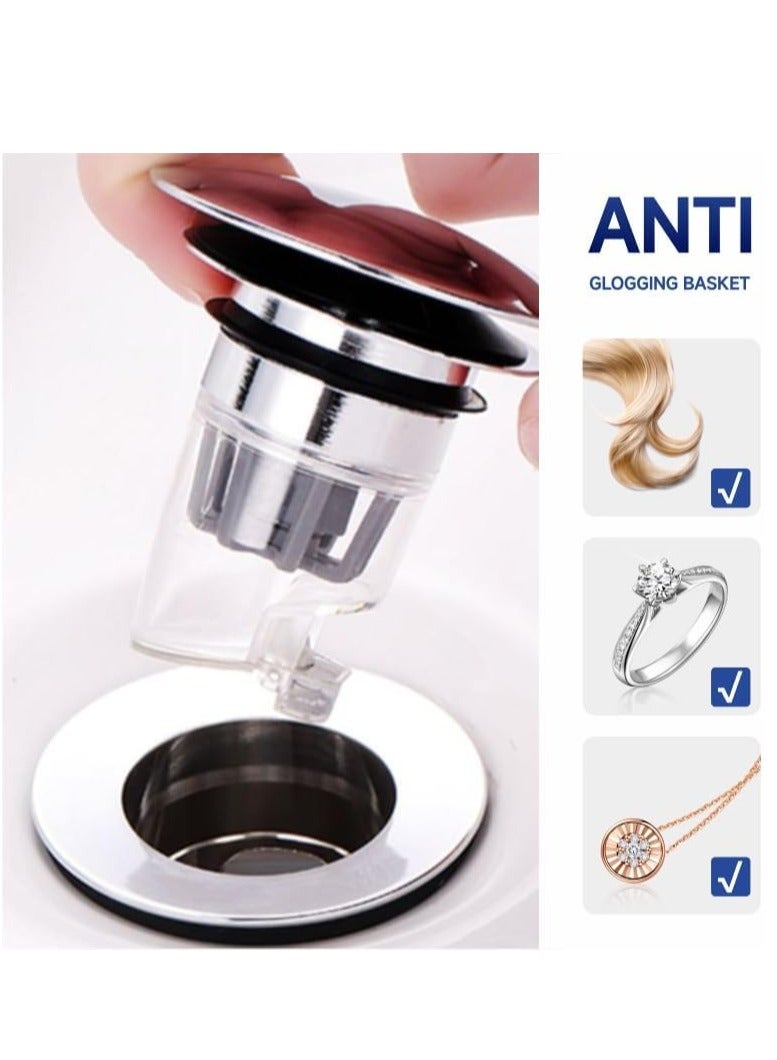 KASTWAVE سدادة حوض الحمام، سدادة تصريف حوض كبيرة عالمية قابلة للنفخ، سدادة حوض الغسيل القابلة للإرتداد، مناسبة للفتحات القياسية الأمريكية من 1.1~1.5 بوصة، مع تكنولوجيا صمام معطر مغناطيسي - Image 3