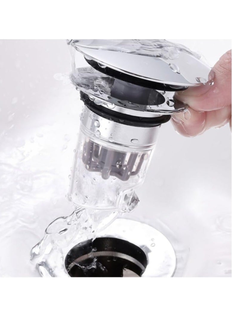 KASTWAVE سدادة حوض الحمام، سدادة تصريف حوض كبيرة عالمية قابلة للنفخ، سدادة حوض الغسيل القابلة للإرتداد، مناسبة للفتحات القياسية الأمريكية من 1.1~1.5 بوصة، مع تكنولوجيا صمام معطر مغناطيسي - Image 1