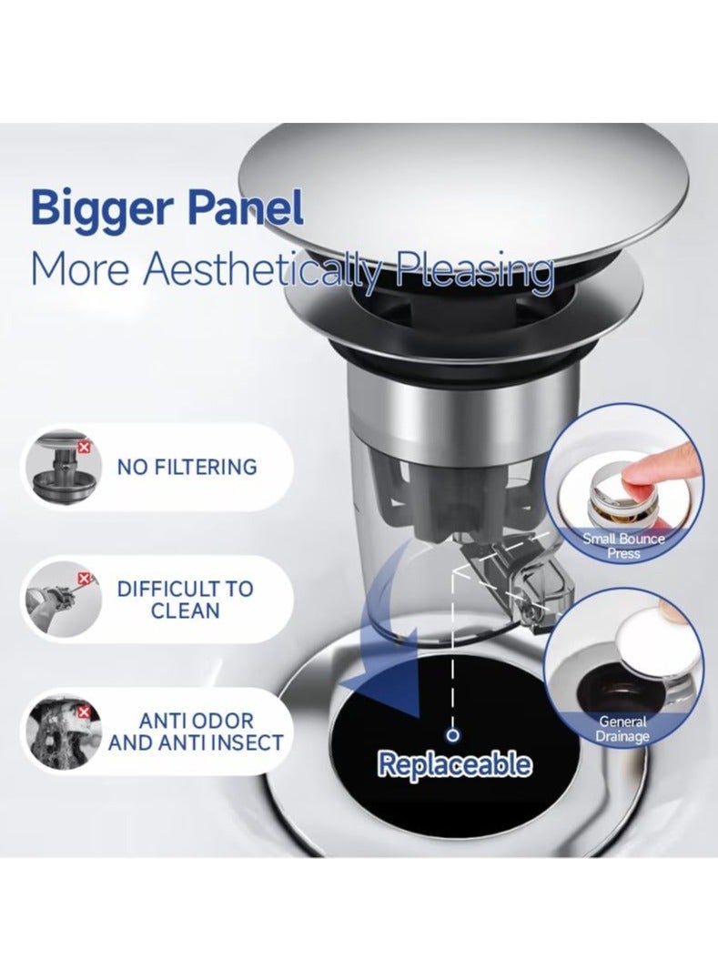 KASTWAVE سدادة حوض الحمام، سدادة تصريف حوض كبيرة عالمية قابلة للنفخ، سدادة حوض الغسيل القابلة للإرتداد، مناسبة للفتحات القياسية الأمريكية من 1.1~1.5 بوصة، مع تكنولوجيا صمام معطر مغناطيسي - Image 2