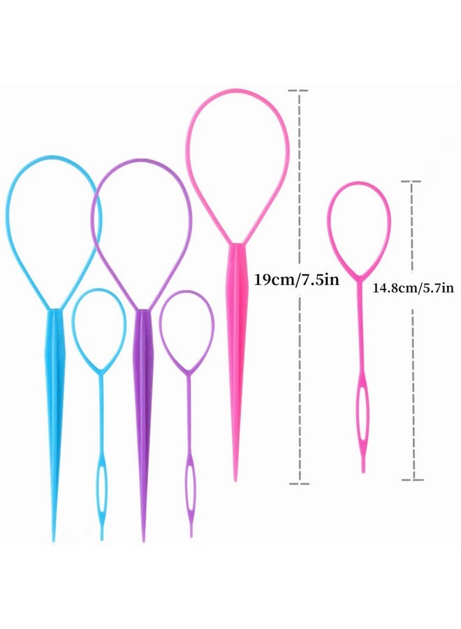 Schembo Schembo Topsy Tail Hair Tool 6pcs Hair Loop Styling Tool Set, 3 Colors Ponytail Hair Pull Through Tool, Two Sizes of Topsy Turvy Hair Tool for Women,Girls and Kids, Hair Flip Tool (pink/purple/blue) - Image 4