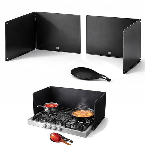 Baetle Extra-Large 2-Piece Splatter Guard (15.7” x 15.7”), Heavy-Duty, Commercial-Quality Stainless Steel Oil Splash Shield with Foldable 2-Panel Design & Silicone Spoon Rest by Baetle - Image 1