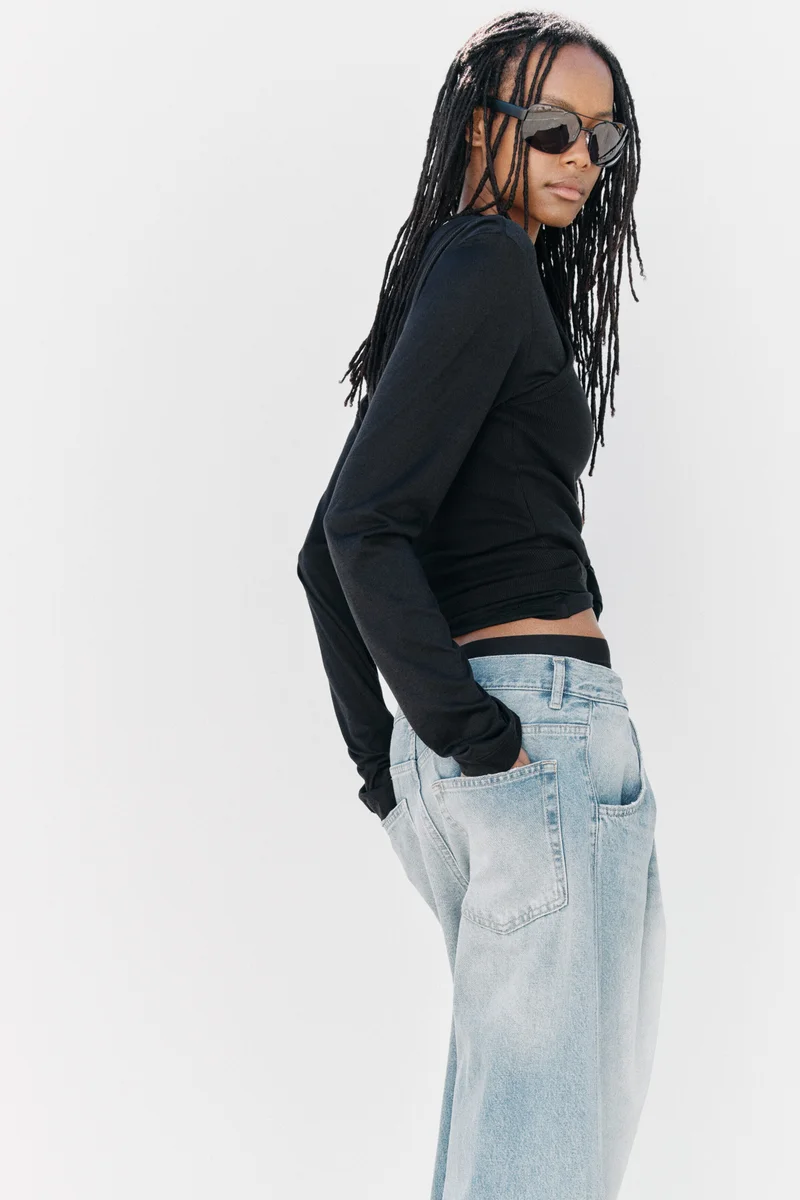 H&M  Barrel High Waist Jeans for Women | Best Price UAE
