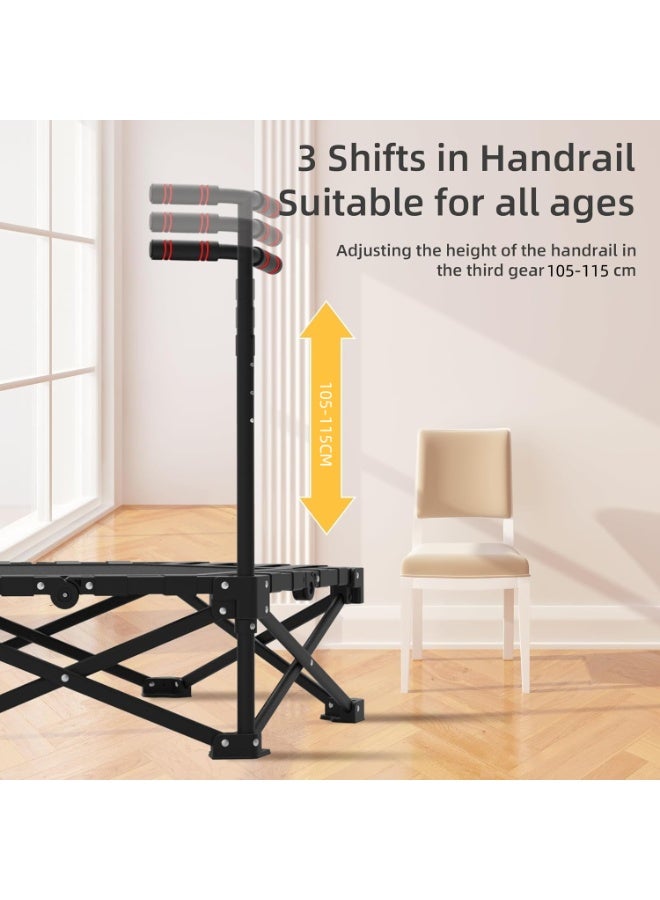 WALALLA Foldable Rebounder Trampoline, Silent Mini Fitness Trampoline for home workout with Adjustable Handle Bar, Quiet Exercise Trampoline for Personal Indoor Workout - Image 3