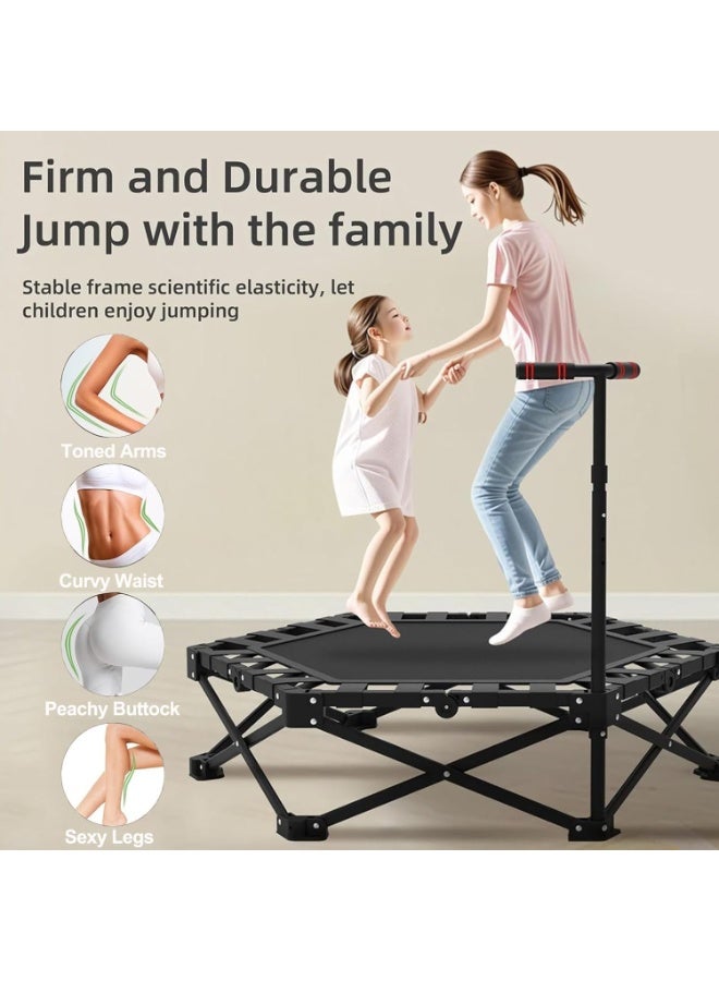 WALALLA Foldable Rebounder Trampoline, Silent Mini Fitness Trampoline for home workout with Adjustable Handle Bar, Quiet Exercise Trampoline for Personal Indoor Workout - Image 2