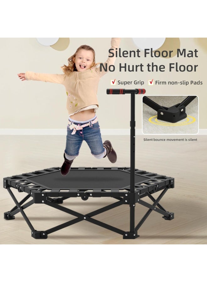 WALALLA Foldable Rebounder Trampoline, Silent Mini Fitness Trampoline for home workout with Adjustable Handle Bar, Quiet Exercise Trampoline for Personal Indoor Workout - Image 4