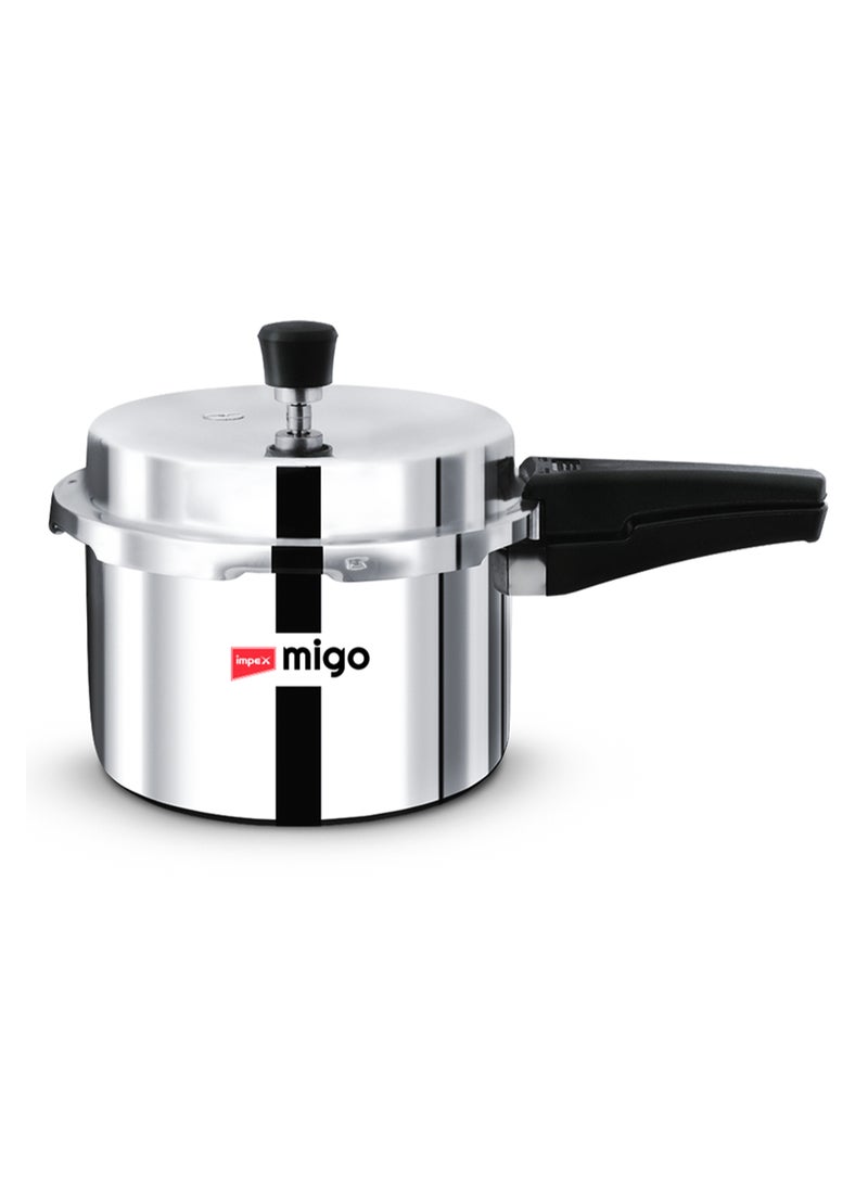 إمبكس قدر ضغط Migo من الستانلس ستيل ثلاثي الطبقات سعة 3 لتر | غطاء خارجي | قاعدة متوافقة مع الحث الحراري | نظام أمان ثلاثي | فتحة تهوية لحلقة الإحكام | صمام أمان متين | تشطيب لامع | متوافق مع مواقد الغاز والتحريض | TPC 3 - Image 1