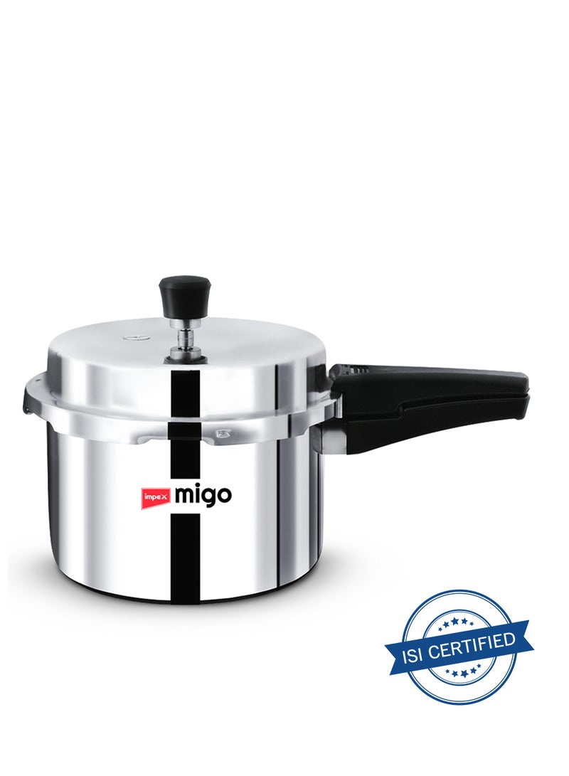 إمبكس قدر ضغط Migo من الستانلس ستيل ثلاثي الطبقات سعة 3 لتر | غطاء خارجي | قاعدة متوافقة مع الحث الحراري | نظام أمان ثلاثي | فتحة تهوية لحلقة الإحكام | صمام أمان متين | تشطيب لامع | متوافق مع مواقد الغاز والتحريض | TPC 3 - Image 2