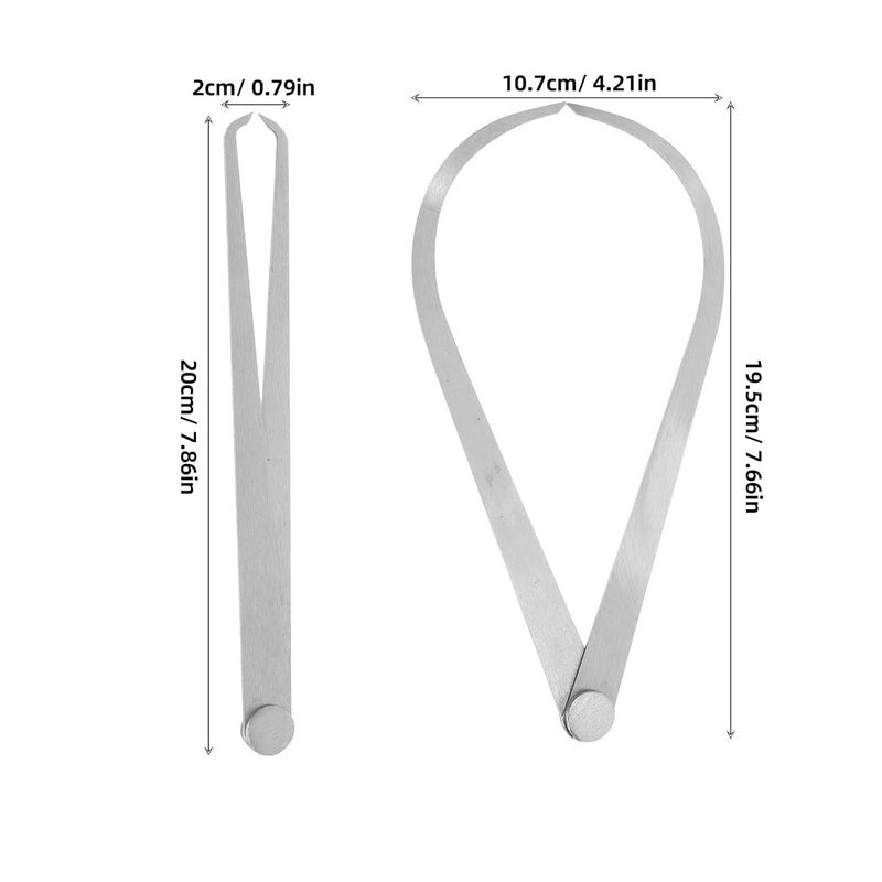 2pcs Stainless Metal Inner Outer Calipers Measurement Tool Set 200mm Firm Friction Joint for Pottery Ceramic Sculpture and Industrial Precision Measuring - Image 2