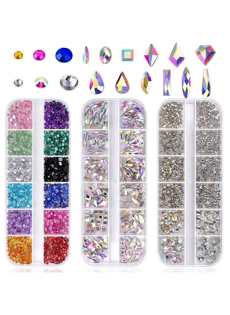 anezus - Anezus 4728Pcs Nail Gems with Crystals Rhinestones Jewls Pickup Tool Pen for Nails, Nail Art Supplies Diamond Stones for Nails Decoration Makeup Clothes Shoes - Image 1