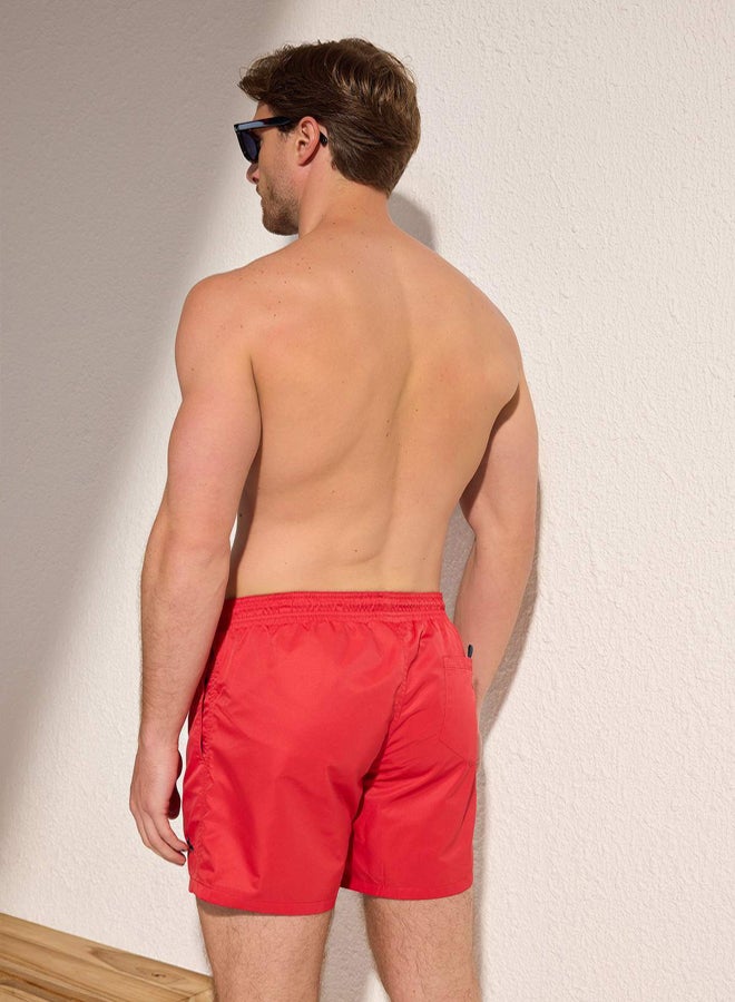 Trendyol Man Red Standard Fit Embroidered Detailed Swimsuit Swim Shorts - Image 4