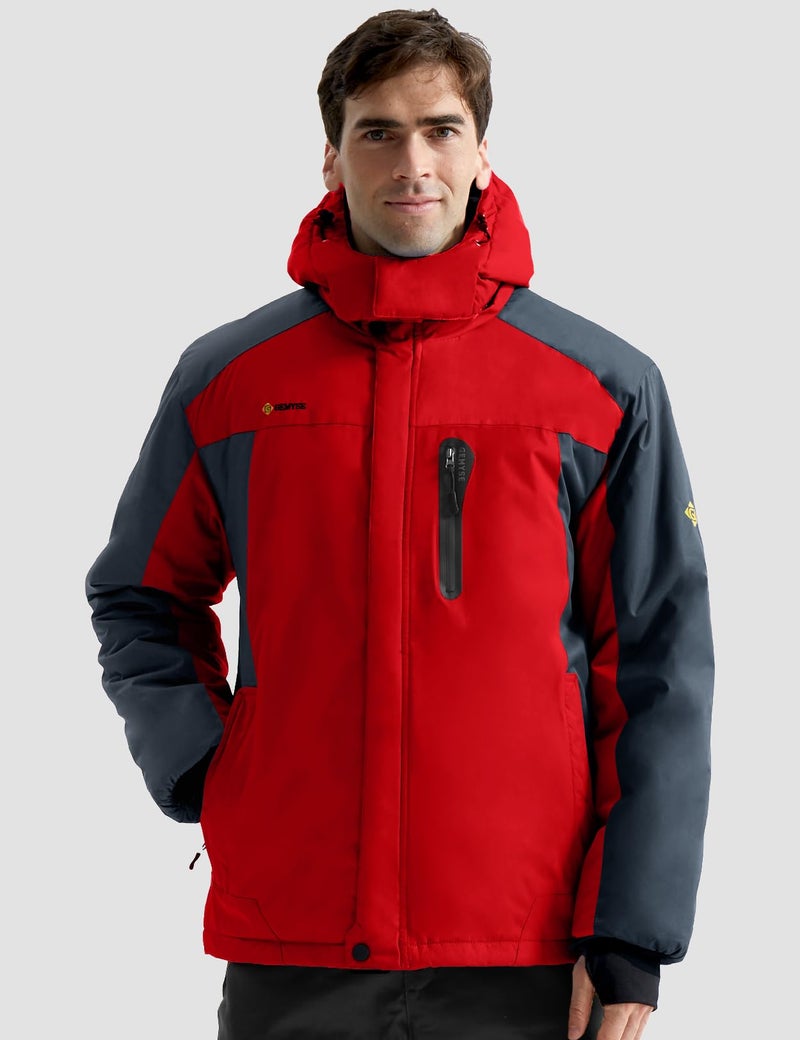 GEMYSE Men's Mountain Waterproof Ski Snow Jacket Winter Windproof Rain Jacket (Grey Red,XX-Large) - Image 2
