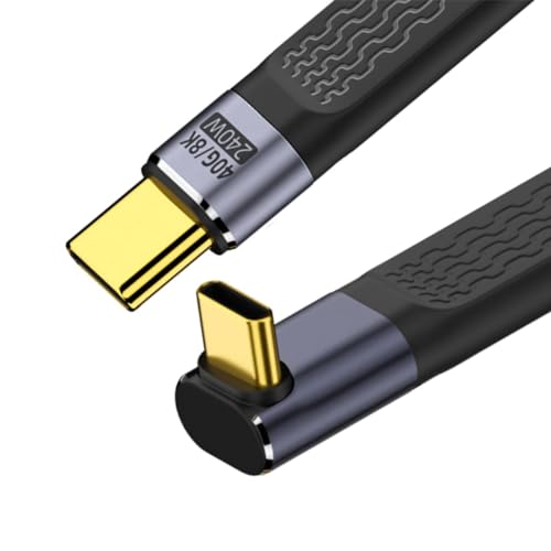 Tobo 90 Degree USB C Cable, USB 4.0Type C Flat Short Cable Male to Male 5 inch 40Gbps Data Transfer 240W PD Fast Charging 8K@60Hz for Laptops, Tablets and Phones (TD-1163CC) - Image 1