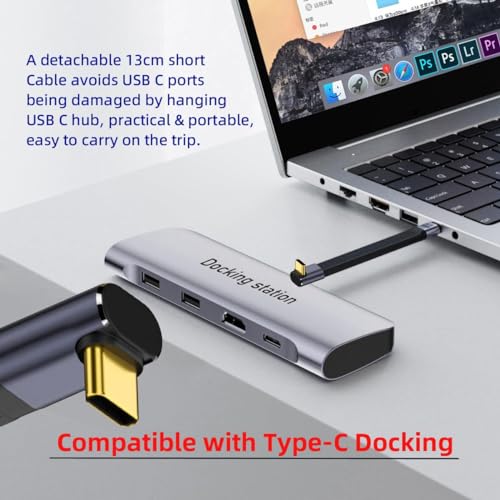 Tobo 90 Degree USB C Cable, USB 4.0Type C Flat Short Cable Male to Male 5 inch 40Gbps Data Transfer 240W PD Fast Charging 8K@60Hz for Laptops, Tablets and Phones (TD-1163CC) - Image 5
