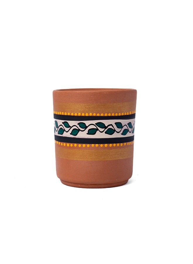 ارك أصيص نباتات فخاري مطلي يدويًا من ARK للنباتات الداخلية والخارجية | وعاء طيني طبيعي بتصميم قبلي على الحافة | ديكور بوهيمي للمنزل والشرفة - Image 1